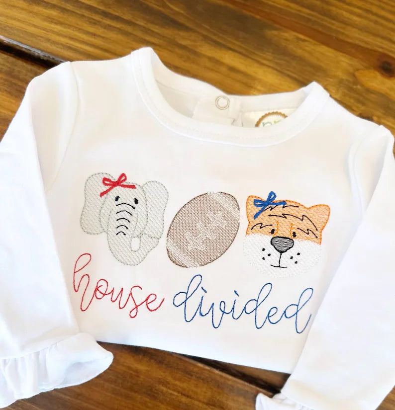 House Divided Elephant and Orange Tiger with Bows