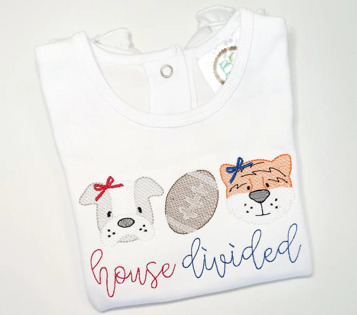 House Divided Bulldog and Orange Tiger with Bows